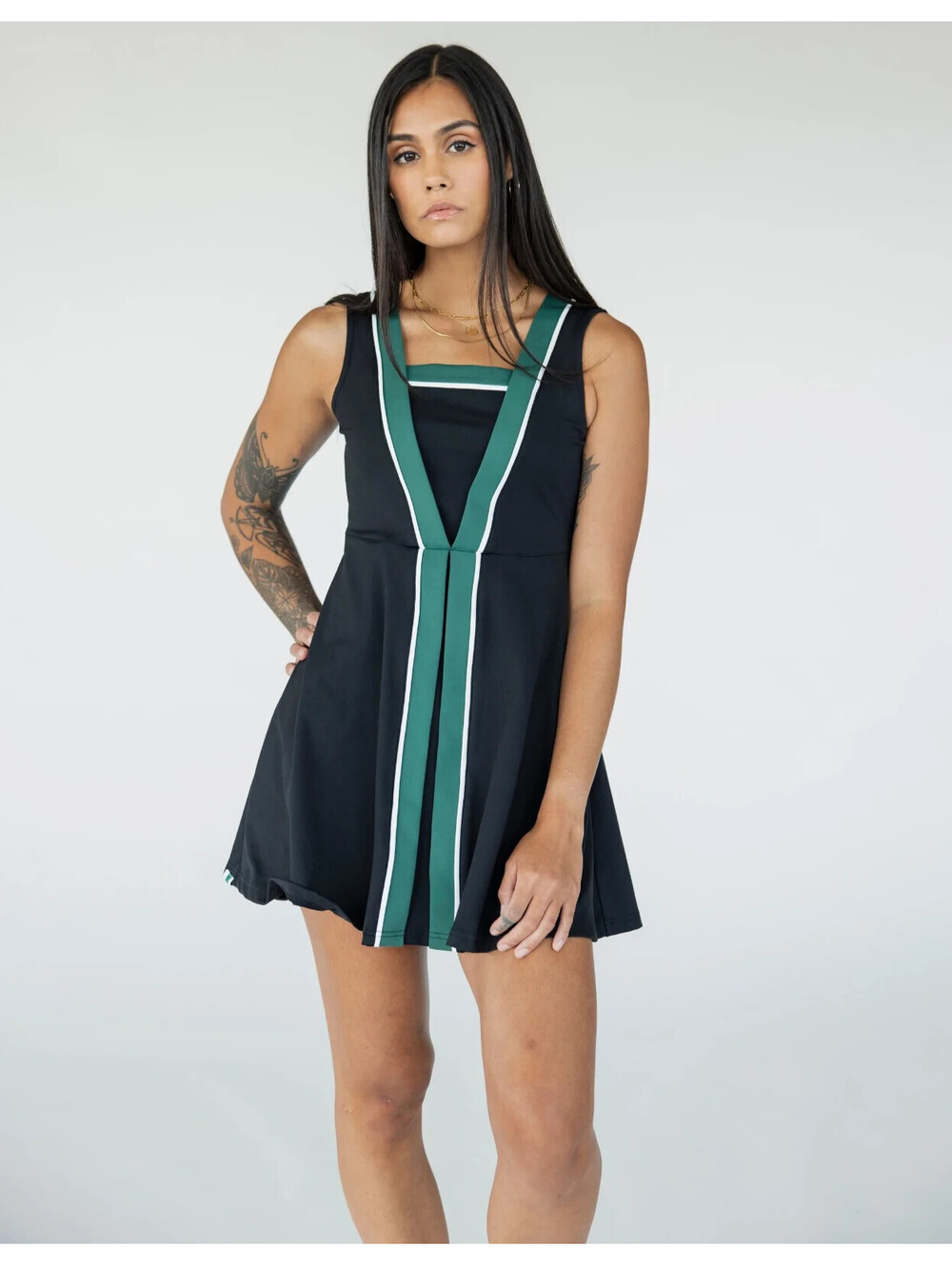 NEW Fore All Natalie Dress Women LARGE Black Green White NWT